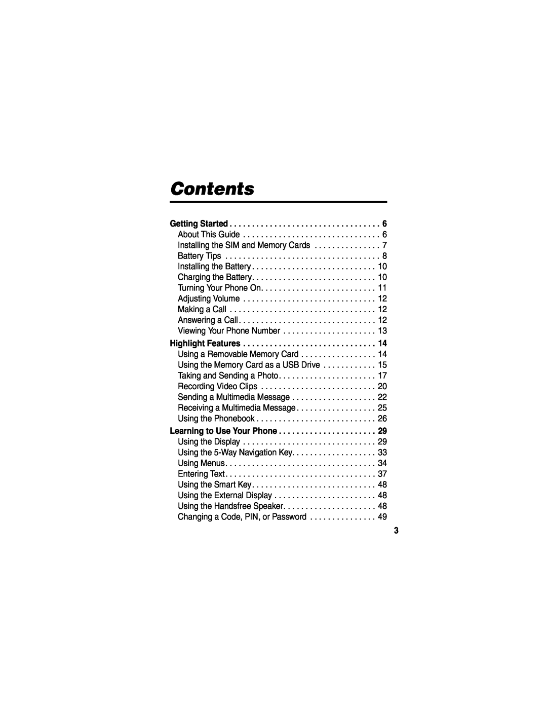 Motorola V635 manual Contents 