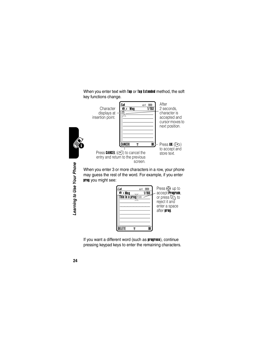 Motorola V65p manual After, Press S up to accept Program, or press # to reject it 