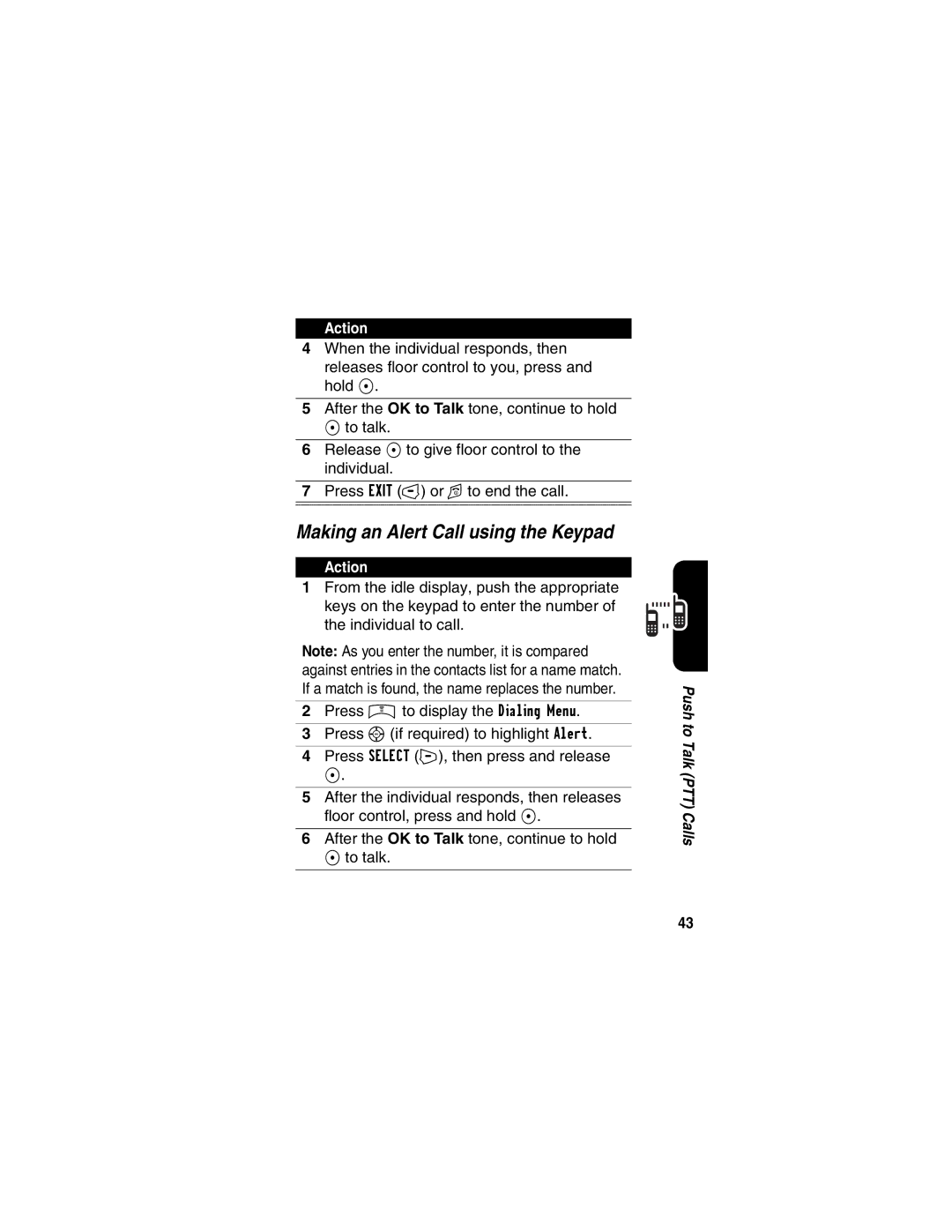 Motorola V65p manual Making an Alert Call using the Keypad 