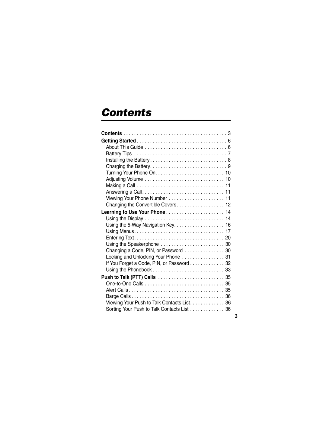 Motorola V65p manual Contents 