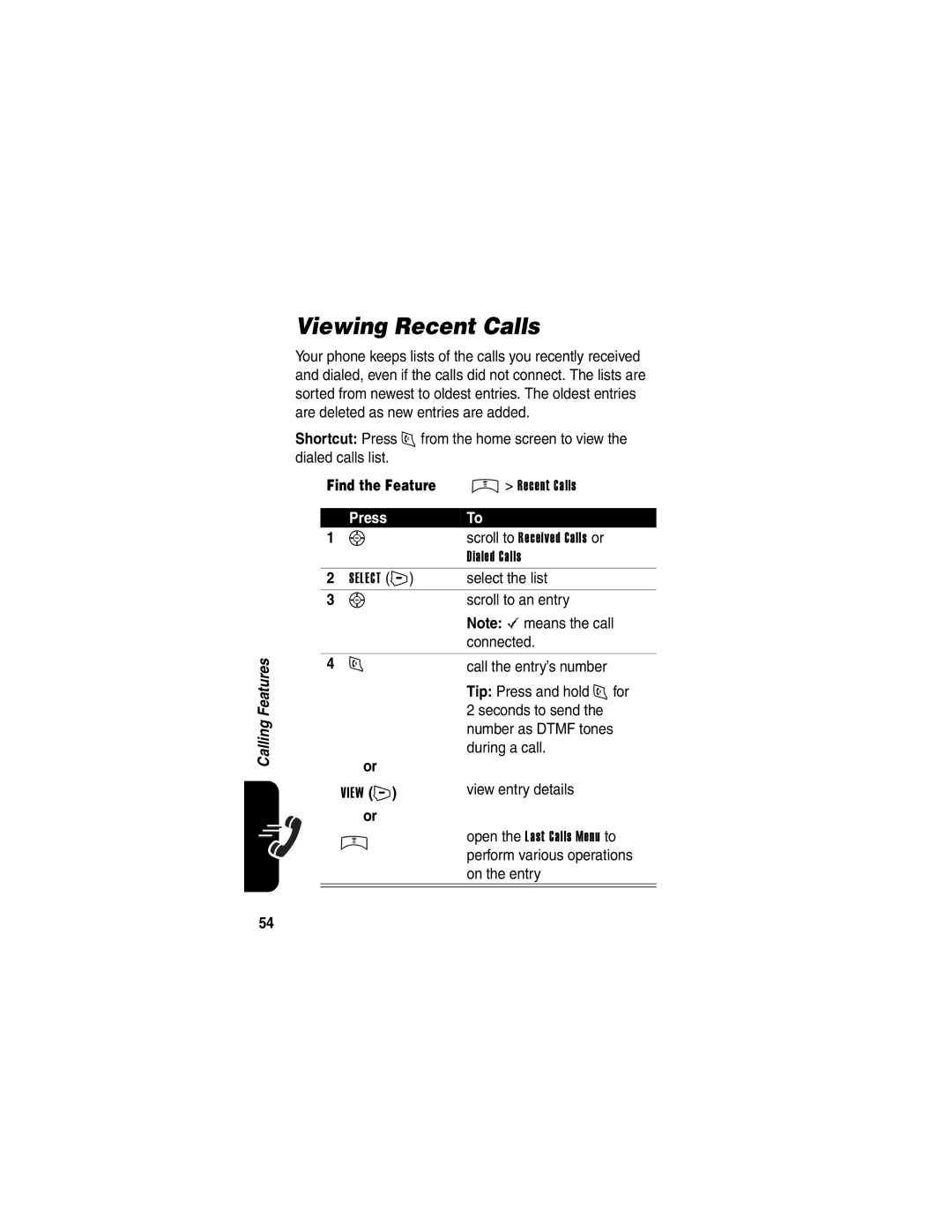 Motorola V65p manual Viewing Recent Calls 