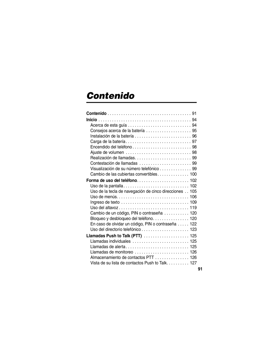 Motorola V65p manual Contenido 