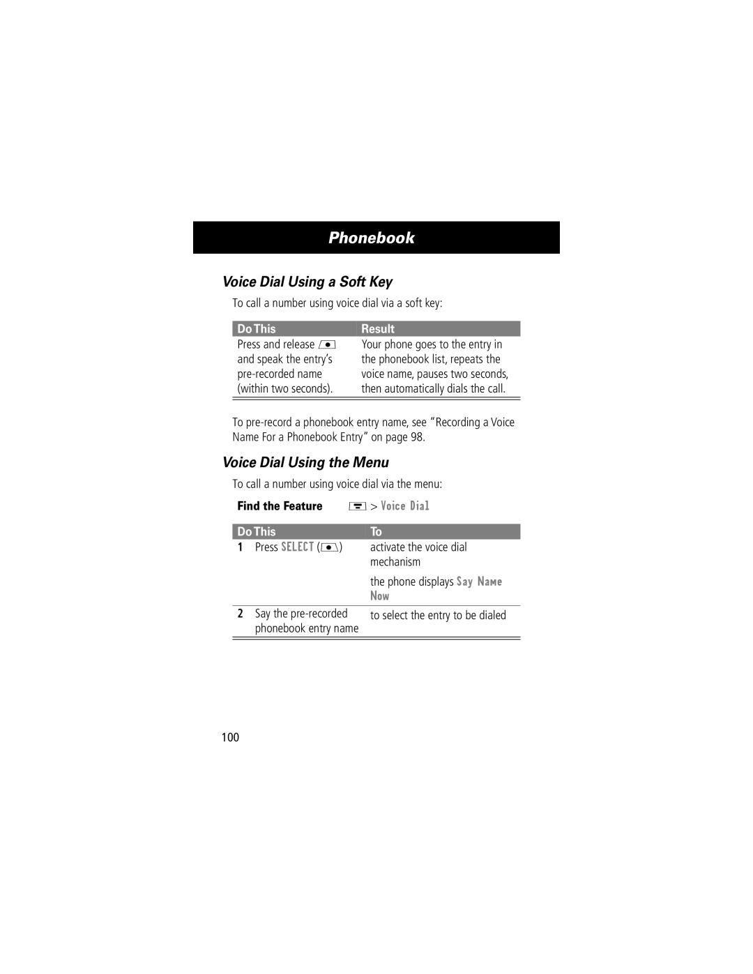 Motorola V70 manual Voice Dial Using a Soft Key, Voice Dial Using the Menu 