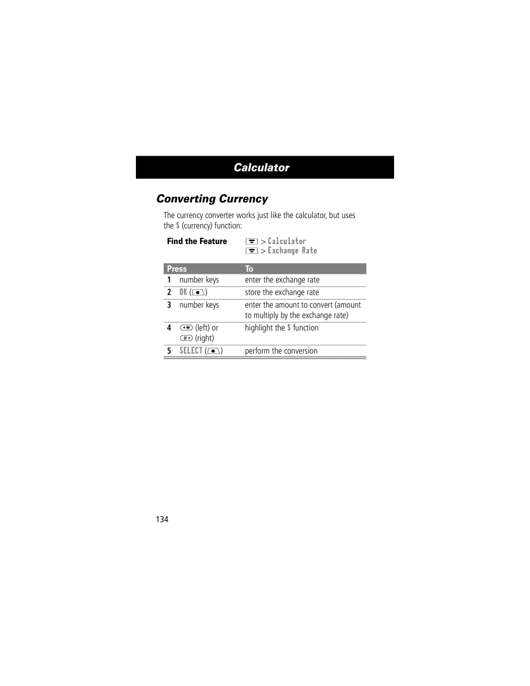 Motorola V70 manual Converting Currency 