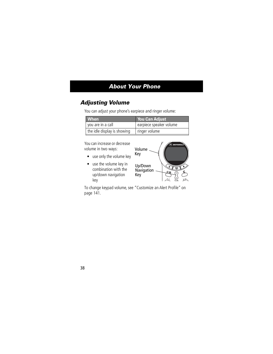 Motorola V70 manual Adjusting Volume, When You Can Adjust 