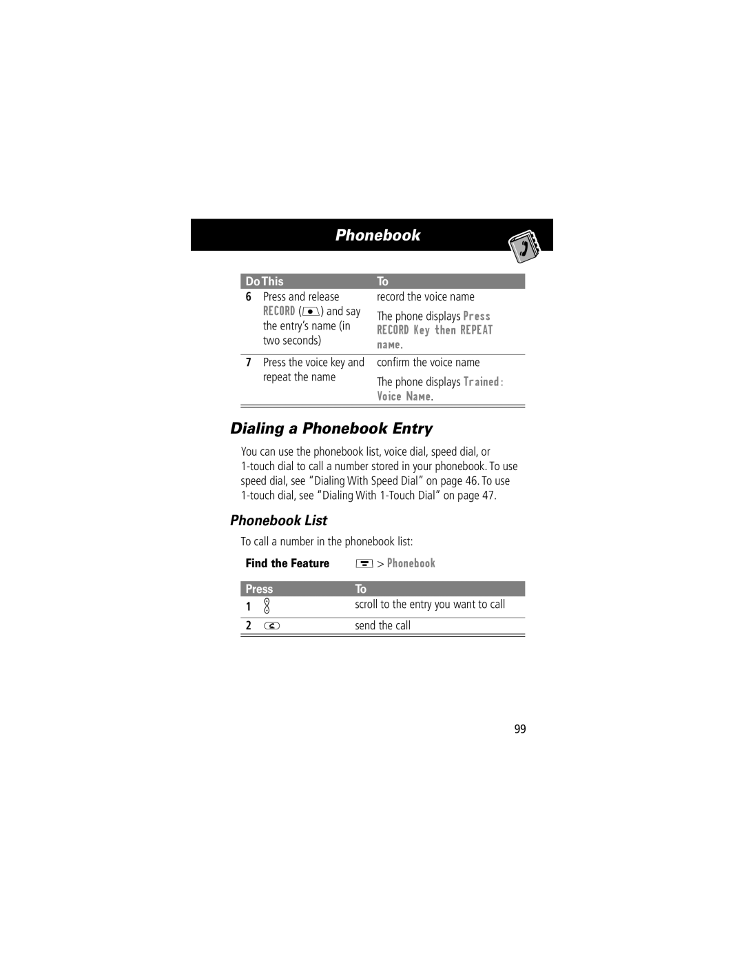 Motorola V70 manual Dialing a Phonebook Entry, Phonebook List 