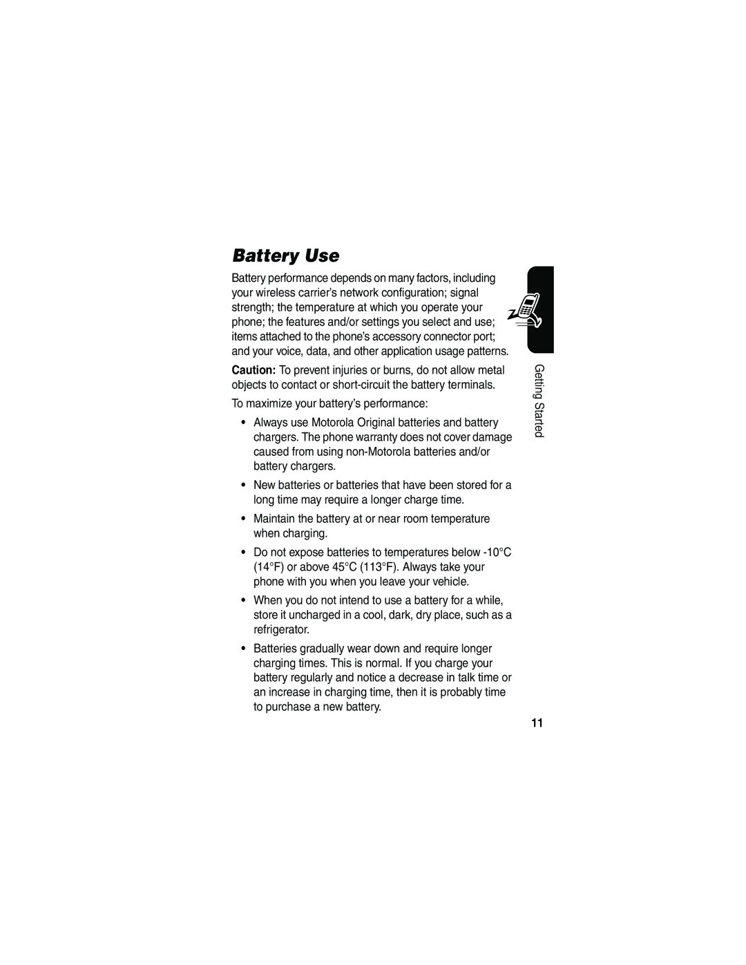 Motorola V710 manual Battery Use 