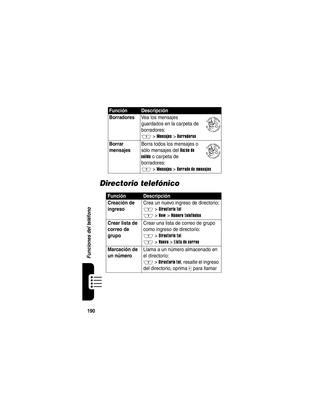 Motorola V710 manual Directorio telefónico 