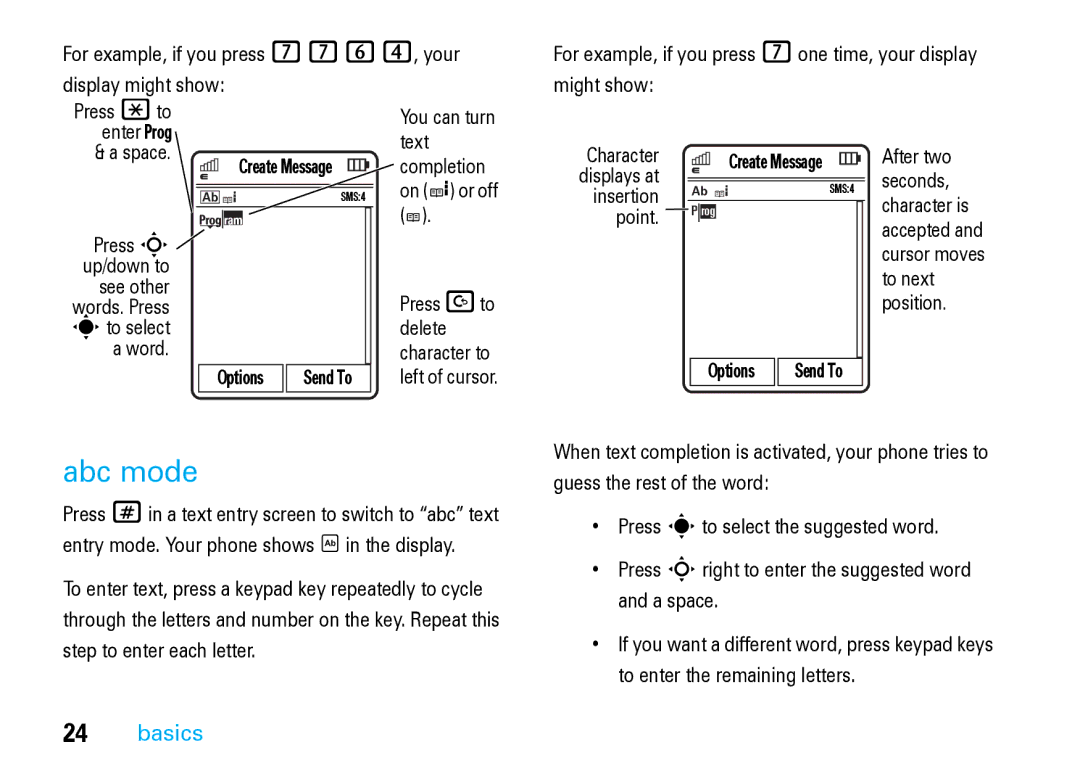 Motorola V8 Blue manual Abc mode 