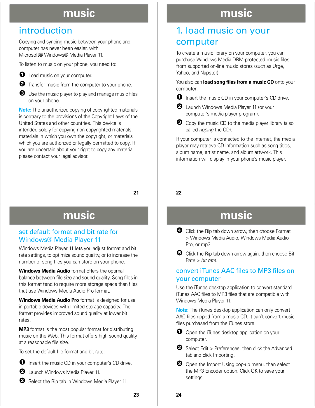 Motorola V8 manual Music, Load music on your, Introduction, Computer 