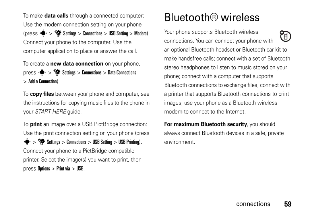 Motorola V8 manual Bluetooth wireless, Add a Connection 