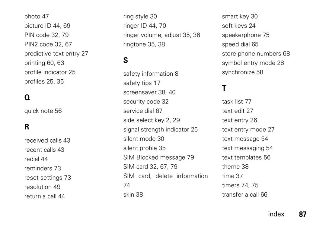 Motorola V8 manual Symbol entry mode 