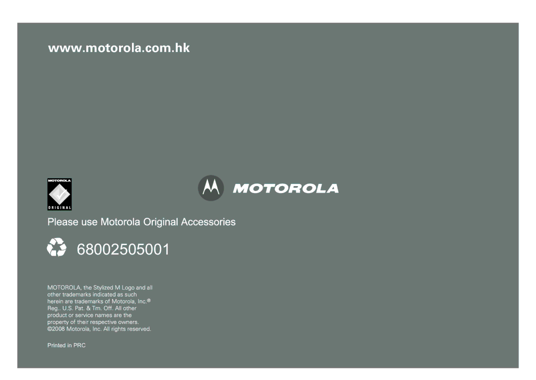 Motorola V8 manual 68002505001 