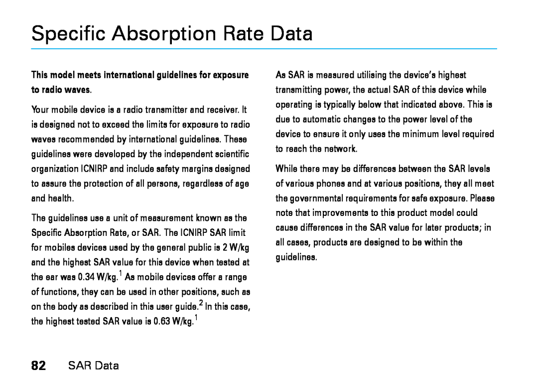Motorola V8 Specific Absorption Rate Data, SAR Data, This model meets international guidelines for exposure to radio waves 