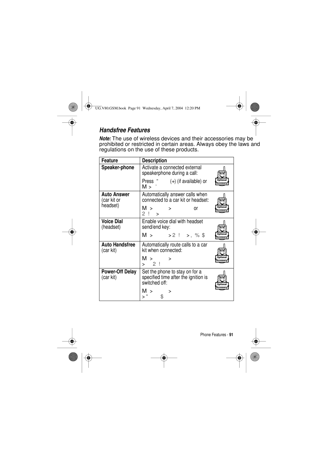 Motorola V80 manual Handsfree Features, Auto Answer 