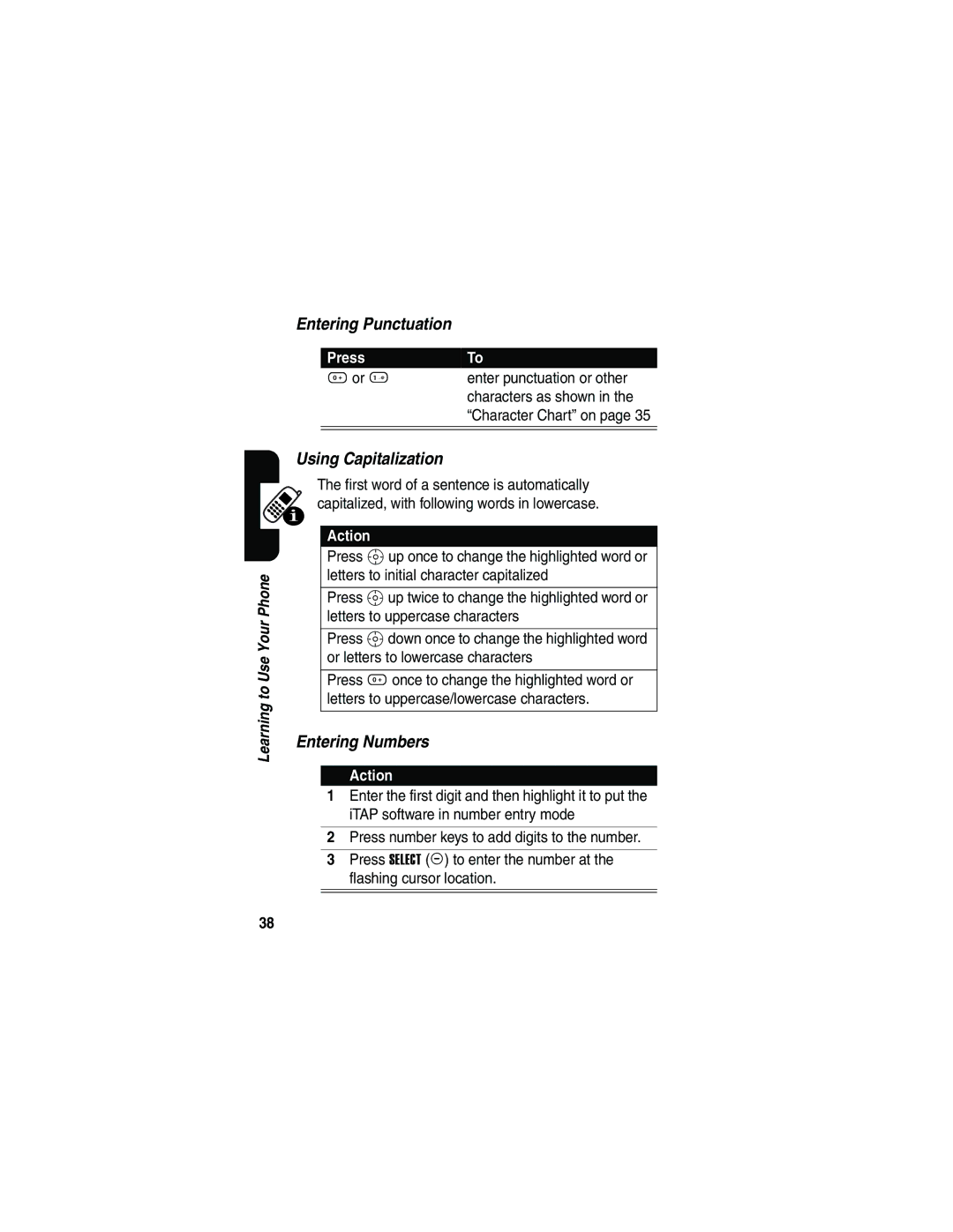 Motorola V810 manual Enter punctuation or other, Characters as shown 