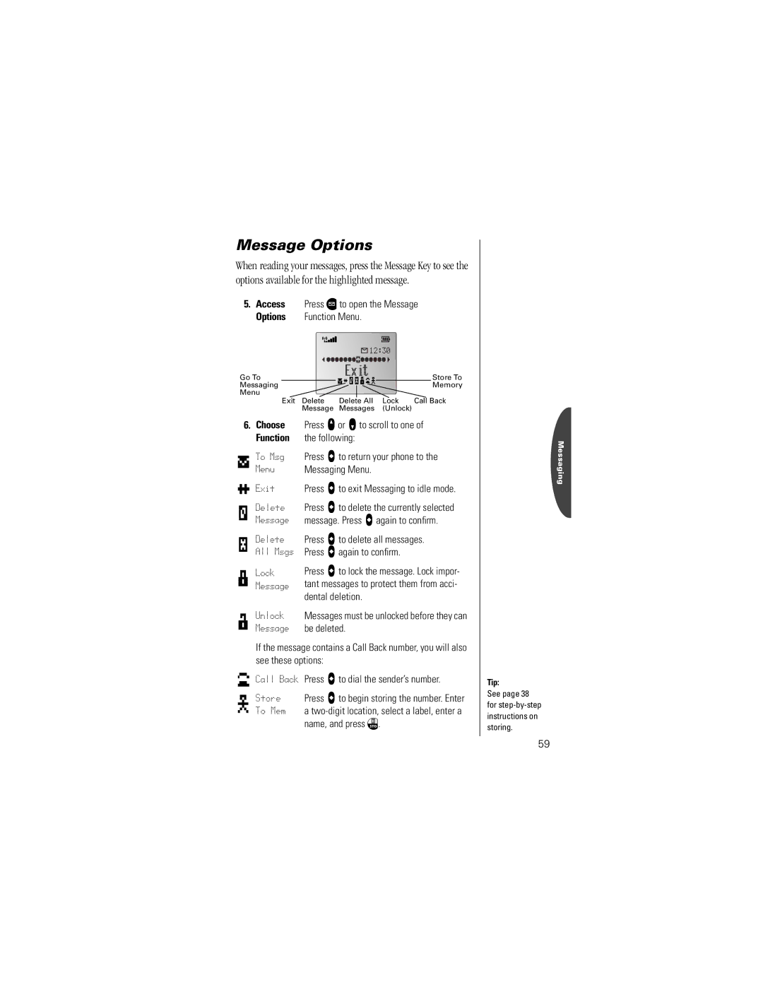 Motorola V8160 specifications Message Options 