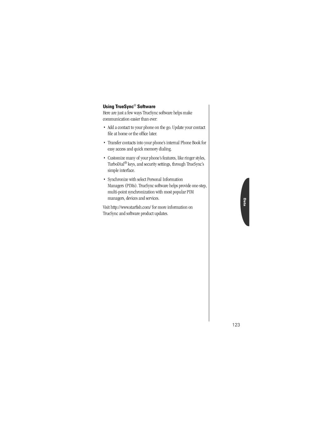 Motorola V8162 specifications Using TrueSync Software, 123 