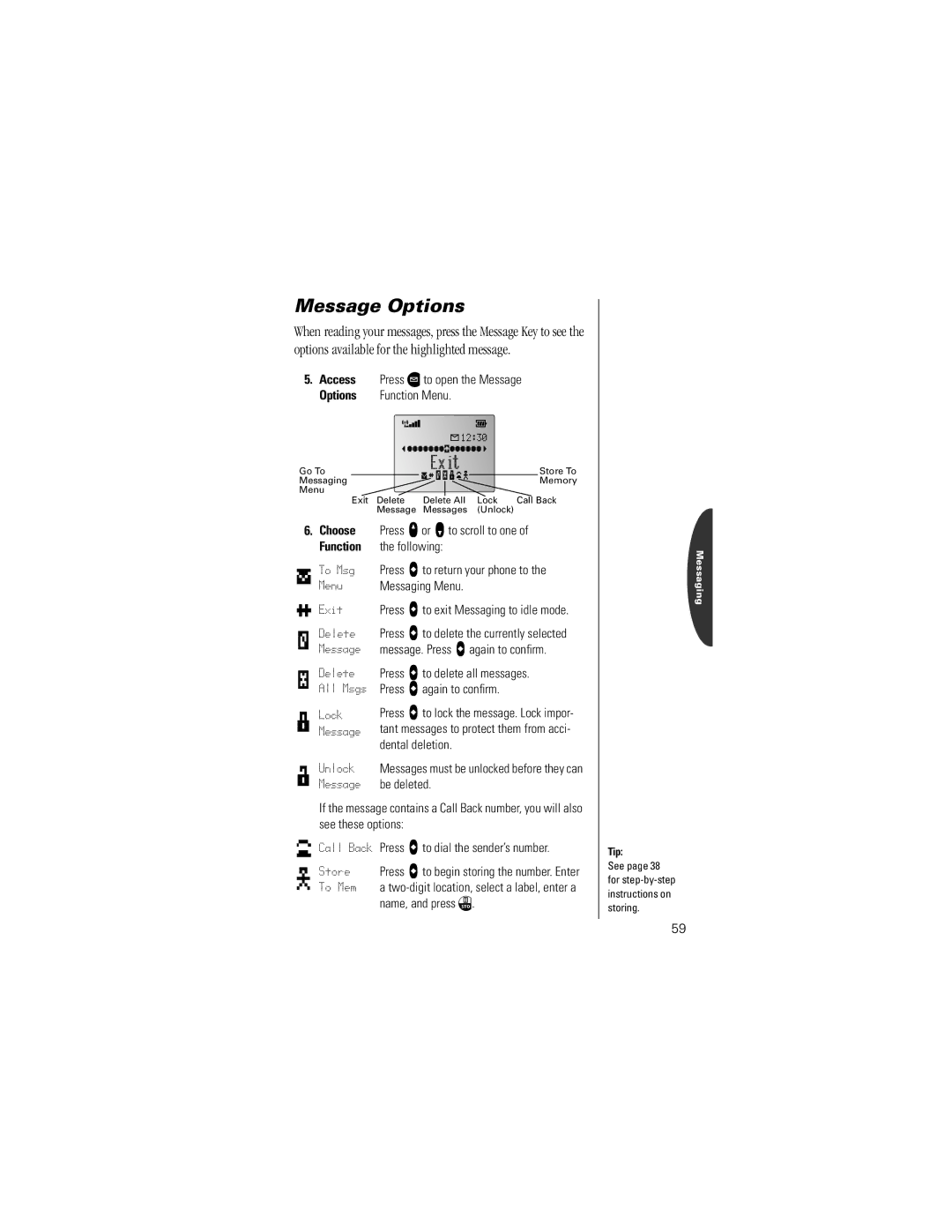 Motorola V8162 specifications Message Options 