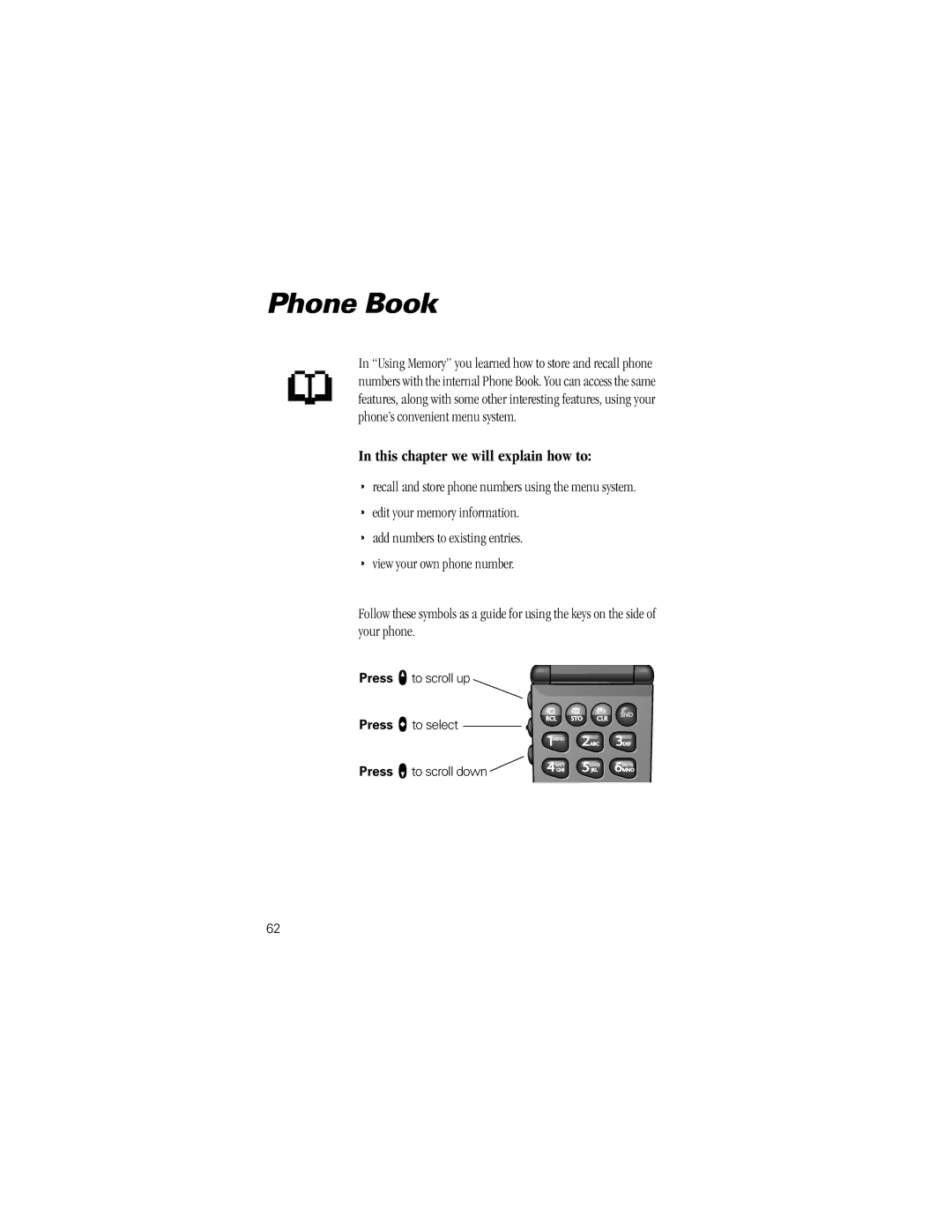 Motorola V8162 specifications Phone Book 