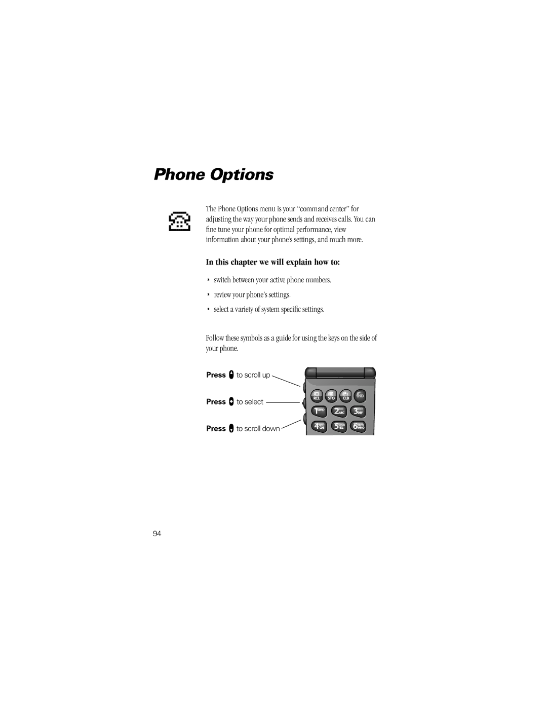 Motorola V8162 specifications Phone Options 