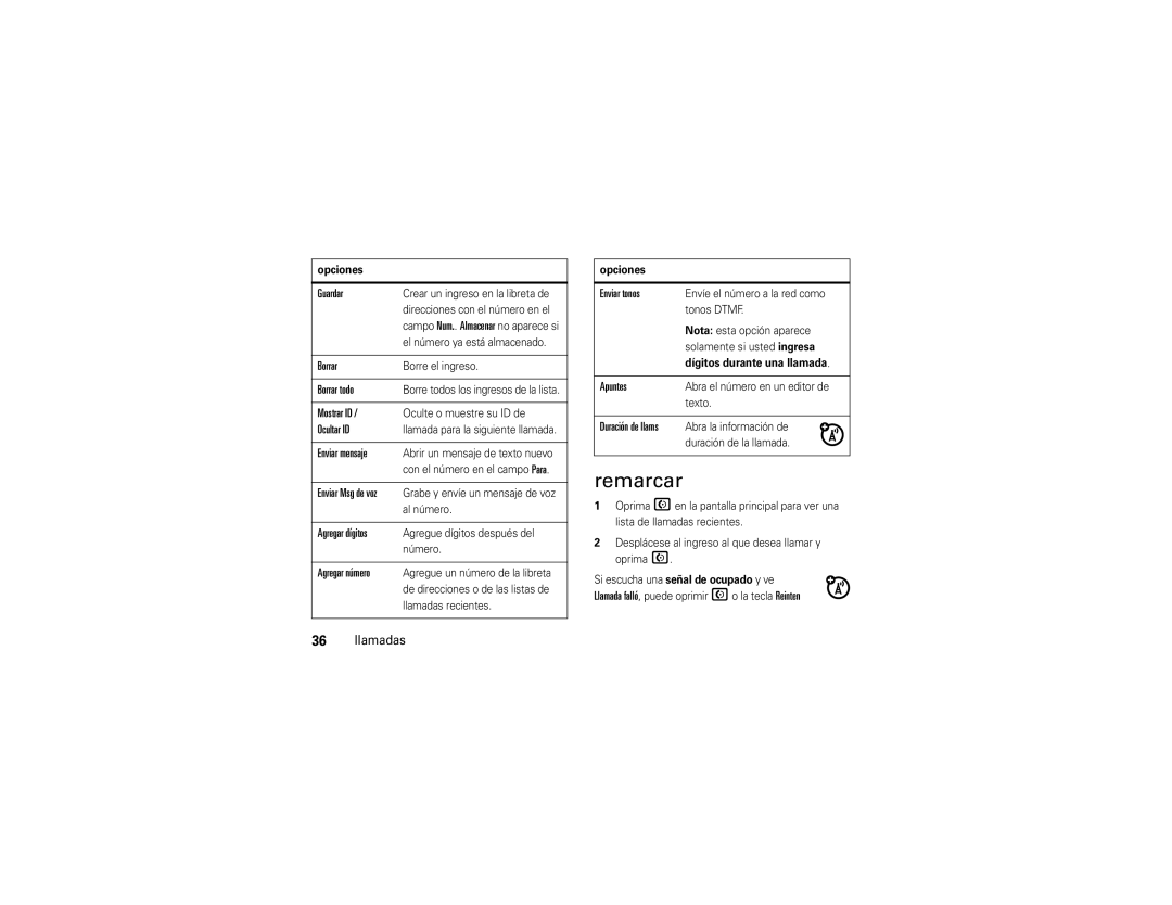 Motorola V9 manual Remarcar 