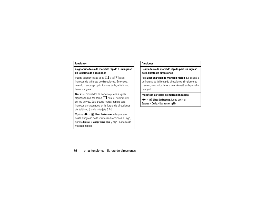 Motorola V9 manual Modificar las teclas de marcación rápida 