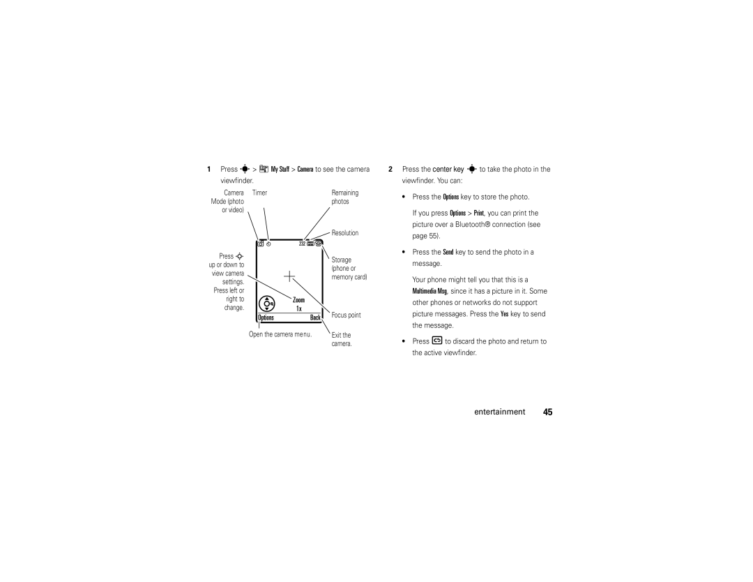 Motorola V9 manual Options Back 