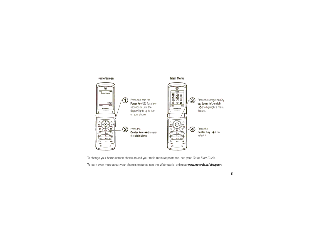 Motorola V9 manual Home Screen 