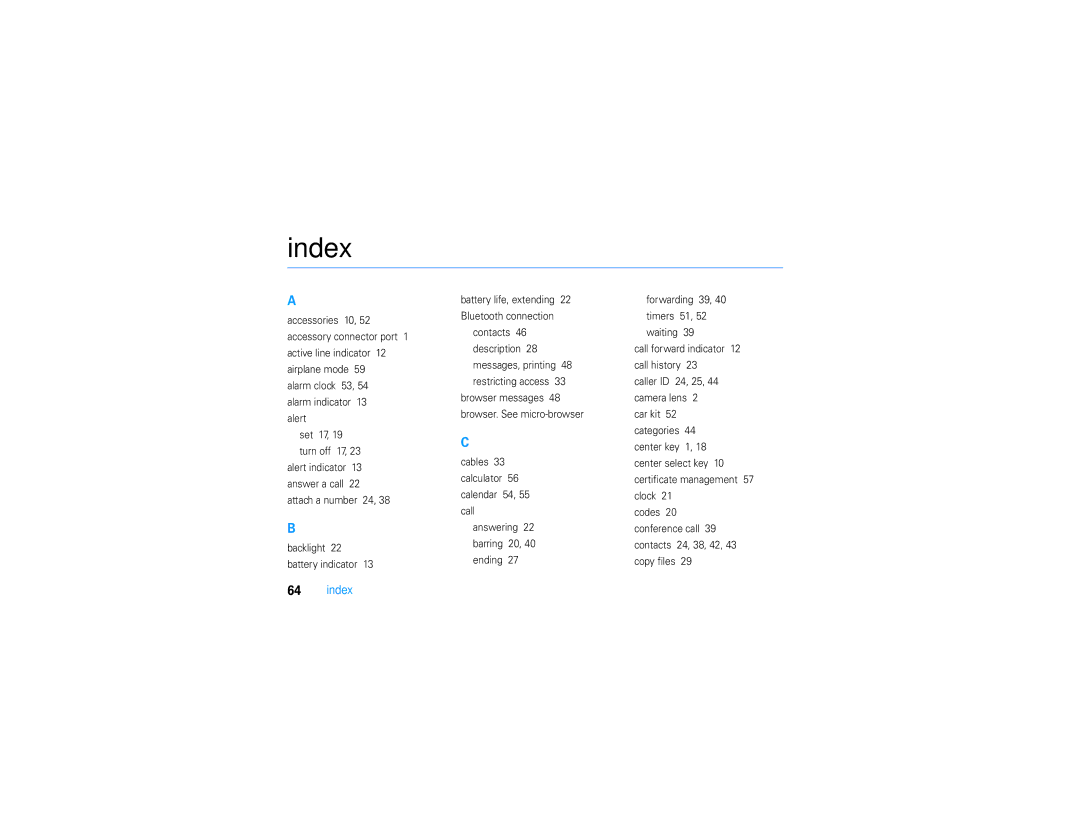 Motorola V9 manual Index 