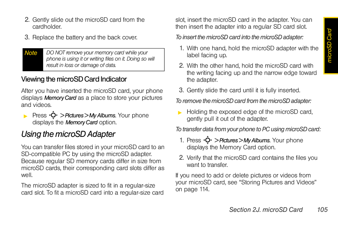 Motorola V950 manual Using the microSD Adapter, ViewingthemicroSDCardIndicator 