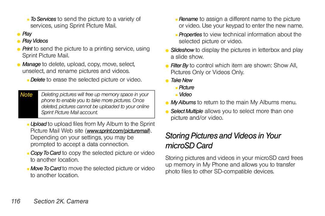 Motorola V950 manual Storing Pictures and Videos in Your microSD Card,  Delete to erase the selected picture or video 