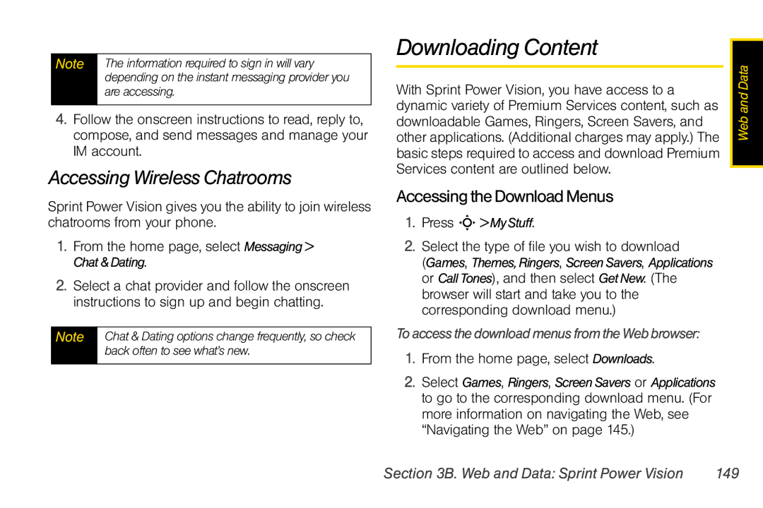 Motorola V950 manual Downloading Content, Accessing Wireless Chatrooms, Accessing the Download Menus 