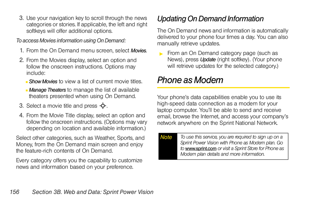 Motorola V950 manual Phone as Modem, Updating On Demand Information, To access Movies information using On Demand 