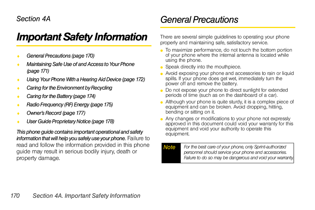 Motorola V950 manual Important Safety Information, General Precautions, Using YourPhoneWitha HearingAidDevicepage 