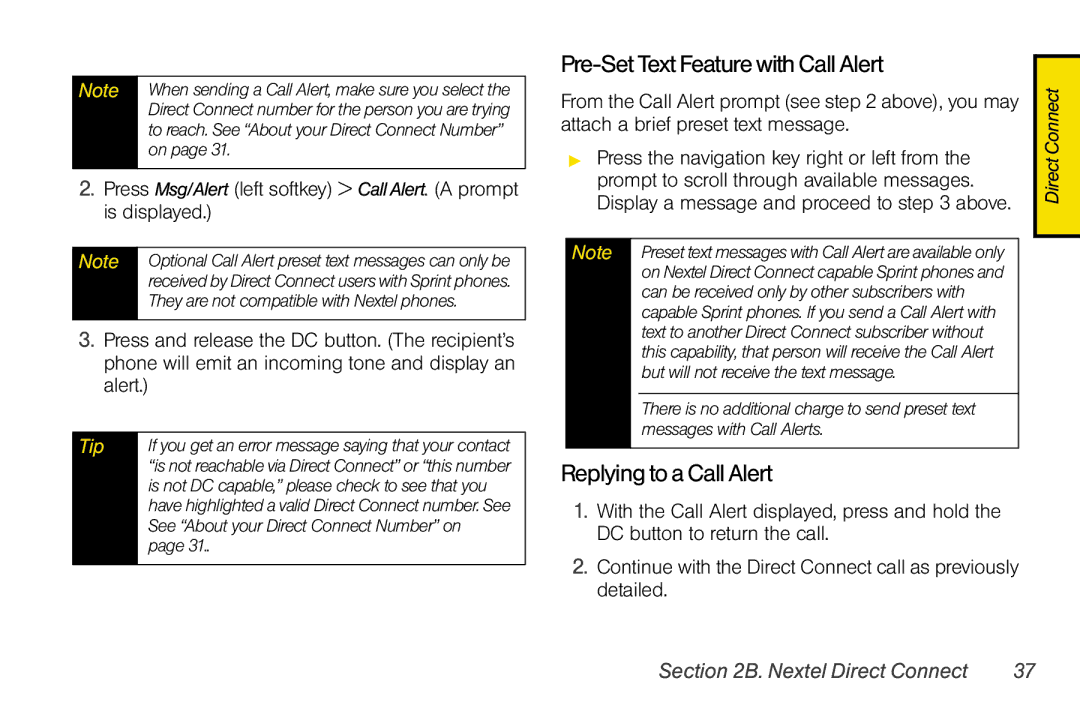 Motorola V950 Pre-Set Text Feature with Call Alert, Replying to a Call Alert, Prompt to scroll through available messages 