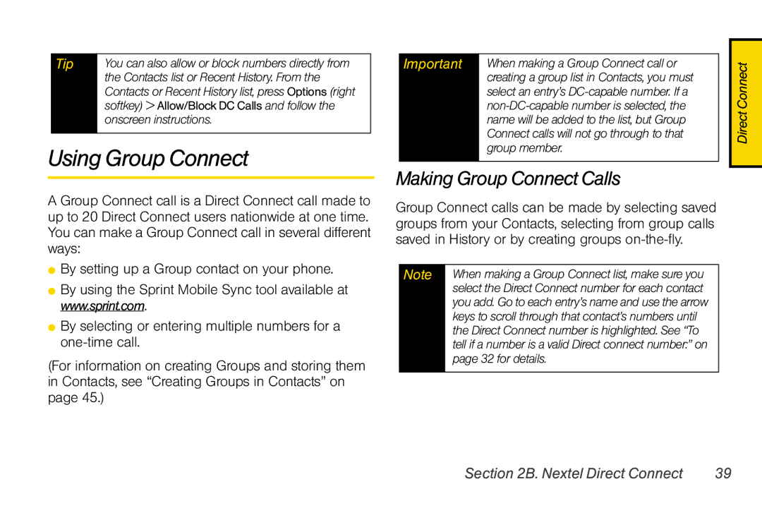 Motorola V950 manual Using Group Connect, Making Group Connect Calls 