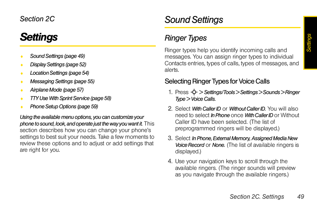 Motorola V950 manual Sound Settings, SelectingRingerTypesforVoiceCalls 