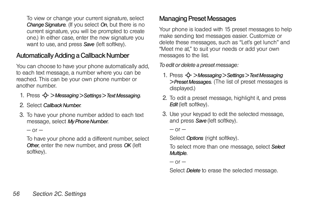 Motorola V950 manual AutomaticallyAddingaCallbackNumber, ManagingPresetMessages, Toeditordeleteapresetmessage 