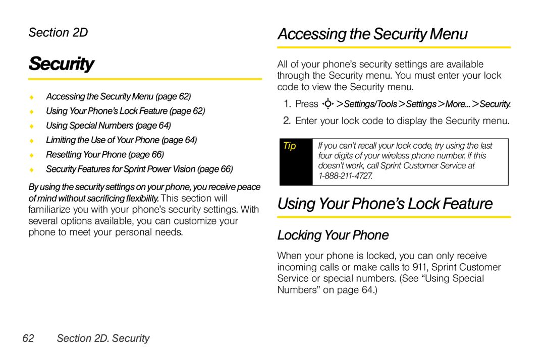 Motorola V950 manual Accessing the Security Menu, Using Your Phone’s Lock Feature, Locking Your Phone 