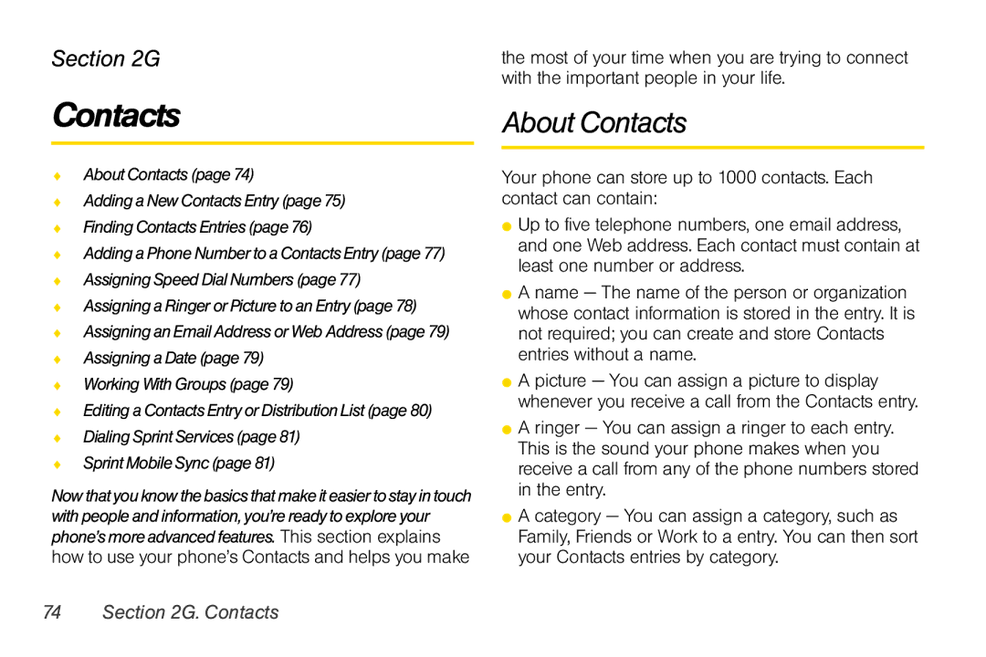 Motorola V950 About Contacts, Adding a Phone Number to a ContactsEntry, Assigning anEmailAddress orWeb Addresspage 