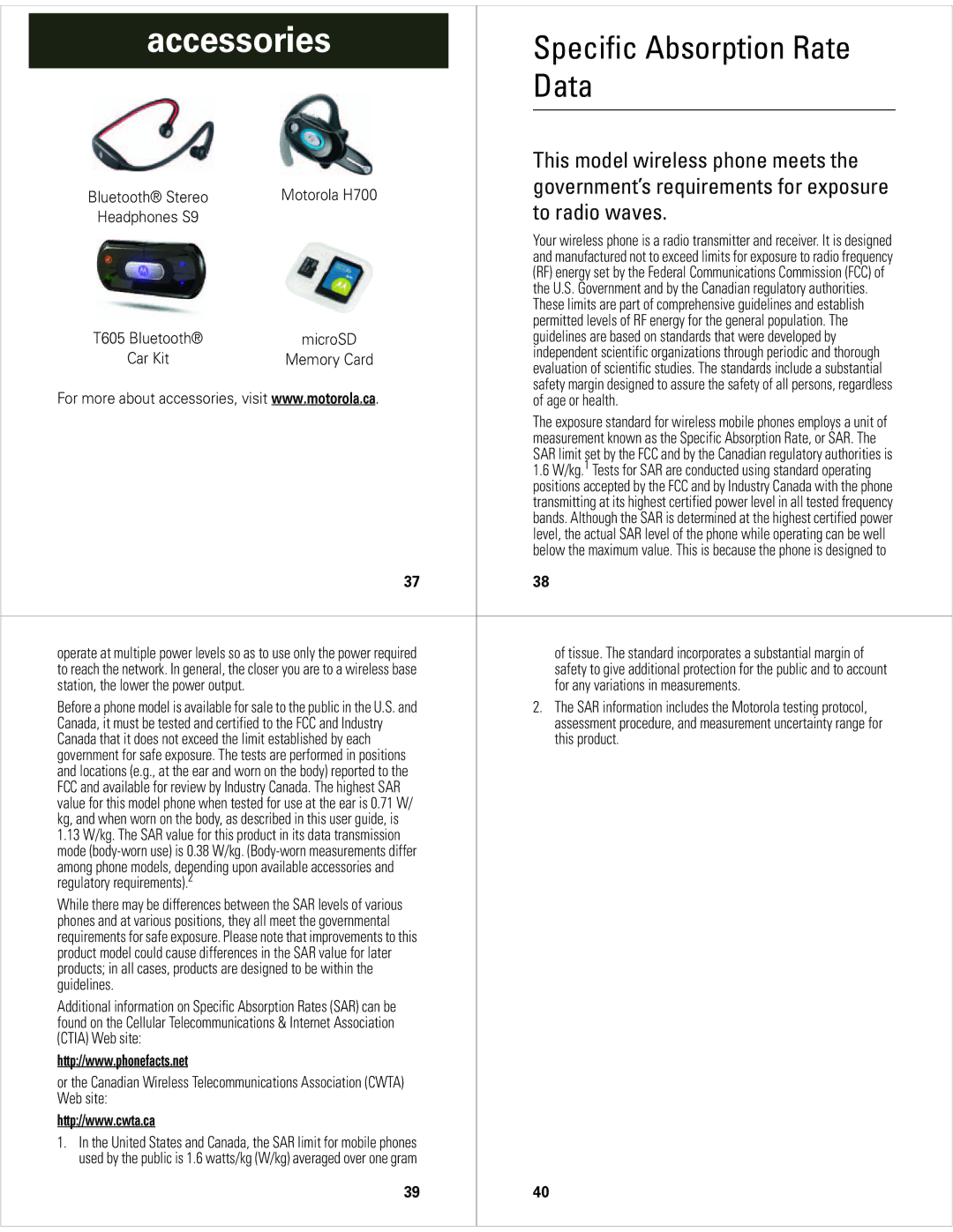 Motorola V9m manual Accessories, Age or health, For any variations in measurements, This product 