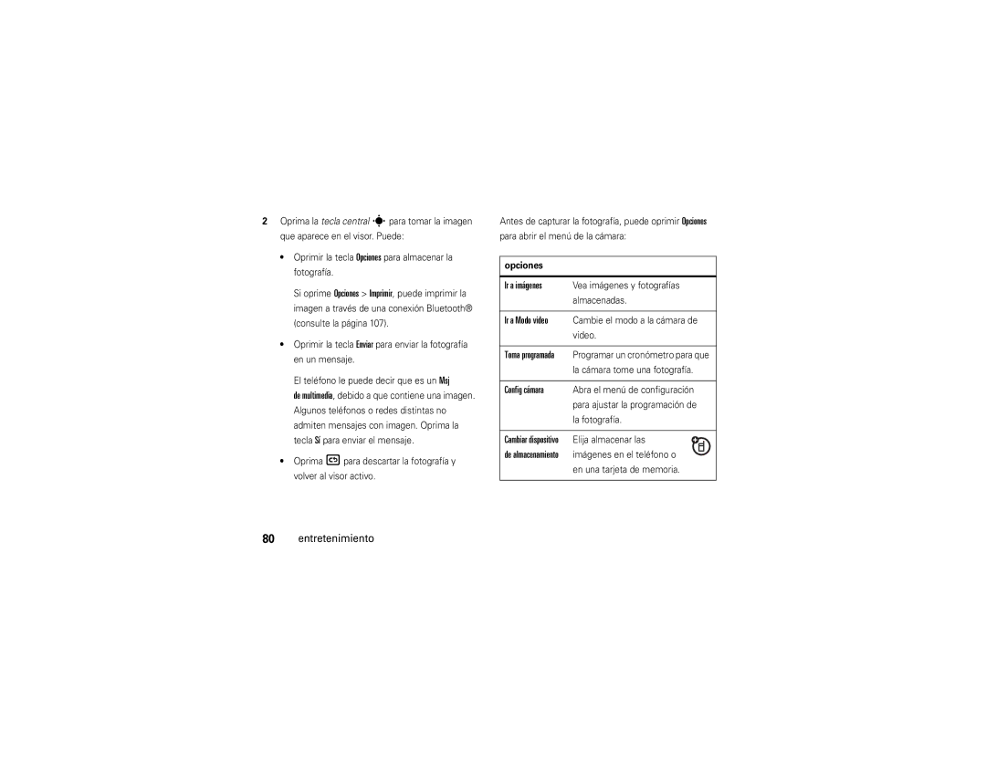 Motorola V9x manual Ir a imágenes, Config cámara 