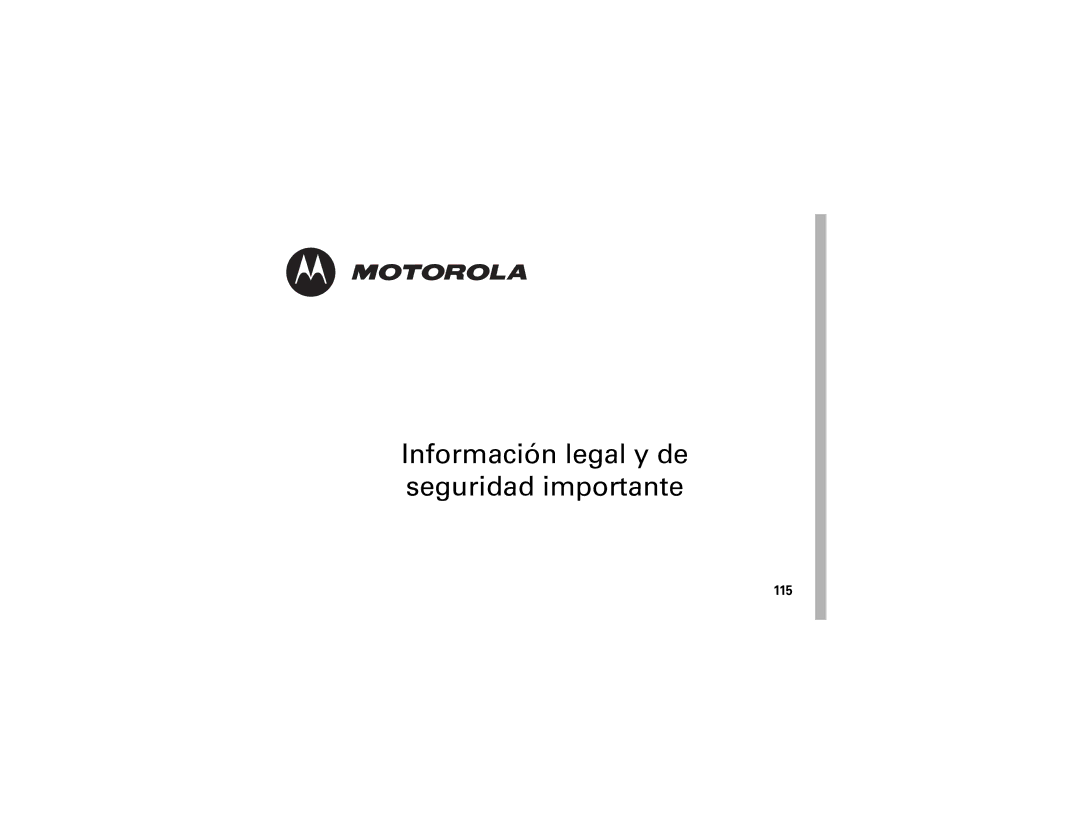 Motorola V9x manual Información legal y de seguridad importante 