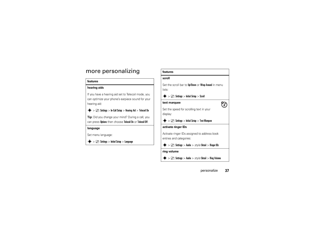 Motorola V9x manual More personalizing 