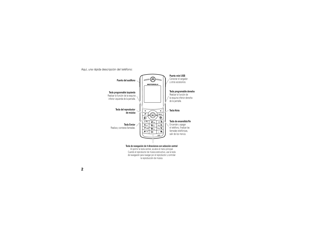 Motorola VE 240 manual Aquí, una rápida descripción del teléfono, Puerto del audífono Tecla programable izquierda 