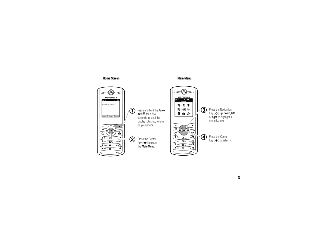 Motorola VE 240 manual ˜ q, Home Screen Main Menu 