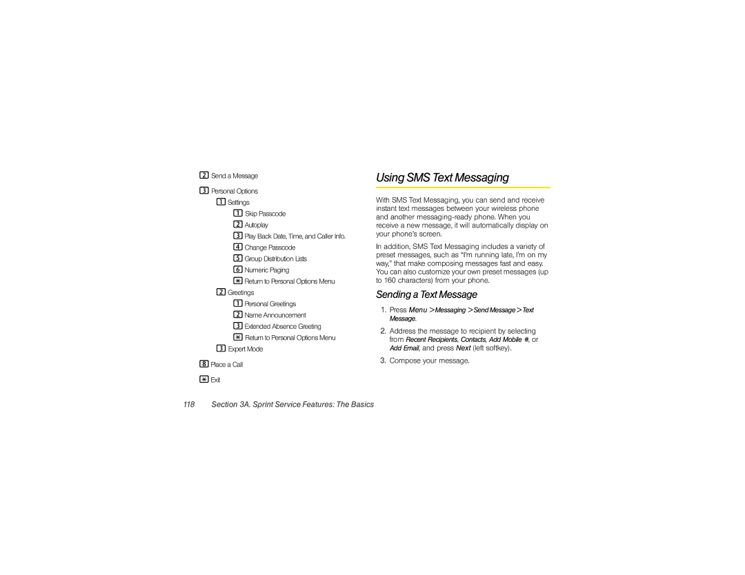 Motorola VE20 manual Using SMS Text Messaging, Sending a Text Message, Compose your message 