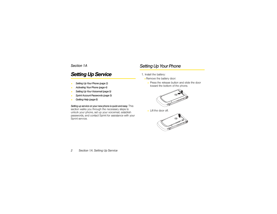 Motorola VE20 manual Setting Up Service, Setting Up Your Phone 