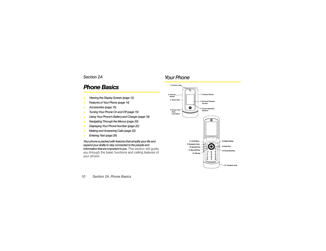 Motorola VE20 manual Phone Basics, Your Phone 